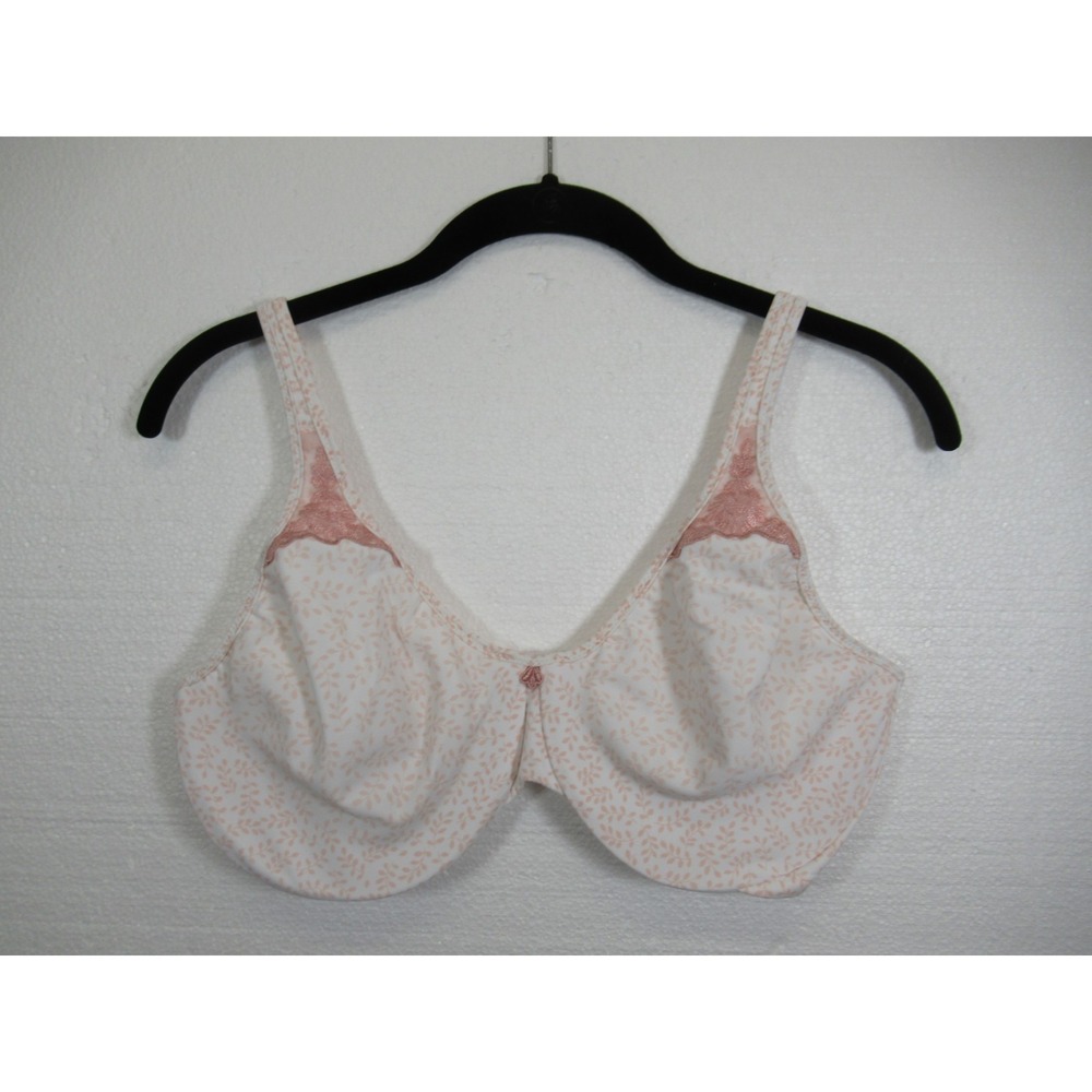 Bali Passion for Comfort Minimizer Bra 36DD White/Pink Floral Underwire 3385
